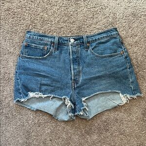 Levi's Blue Distressed Jean Shorts
